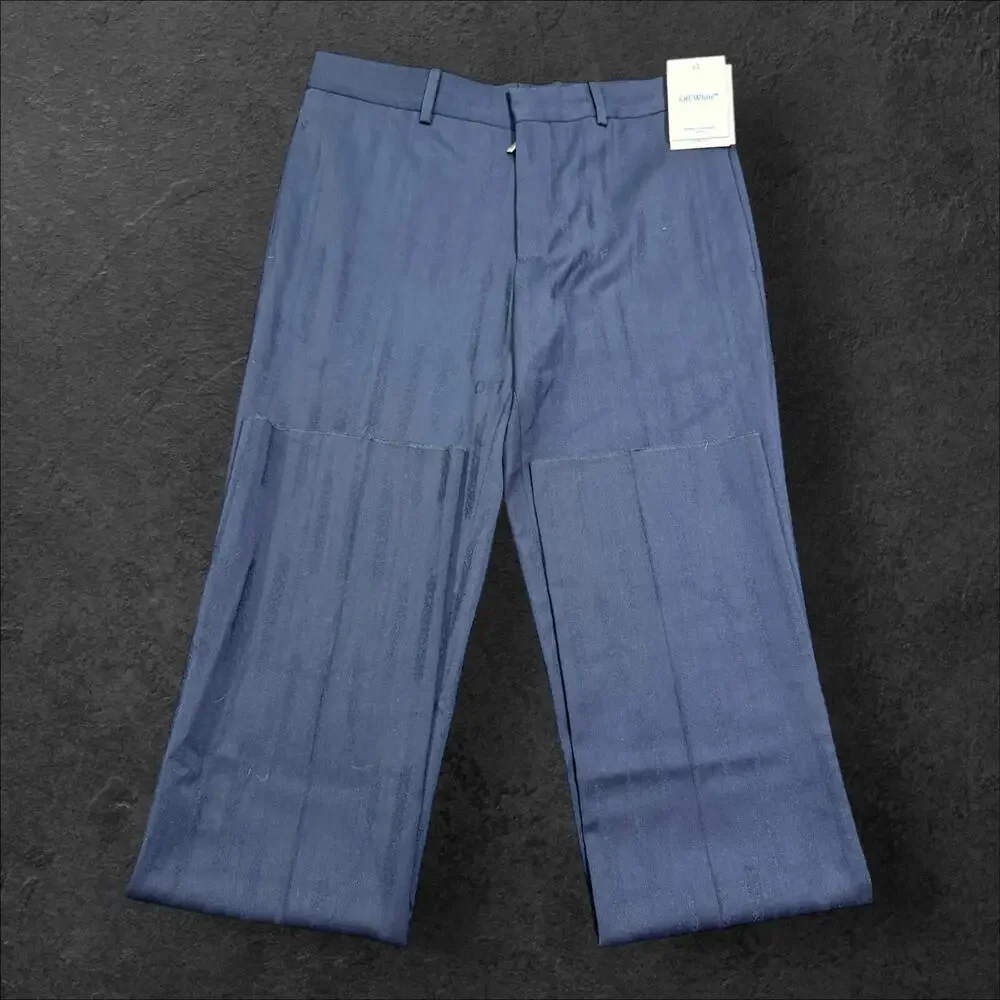 OFF-White C/o Virgil Abloh Shibori Jacq Slim Pant Sierra Leone Navy Blue Size 46